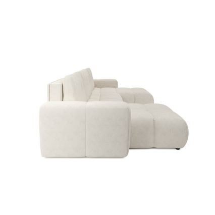 Sofá cama tapizado en U con arcón de almacenamiento ALMADA, beige