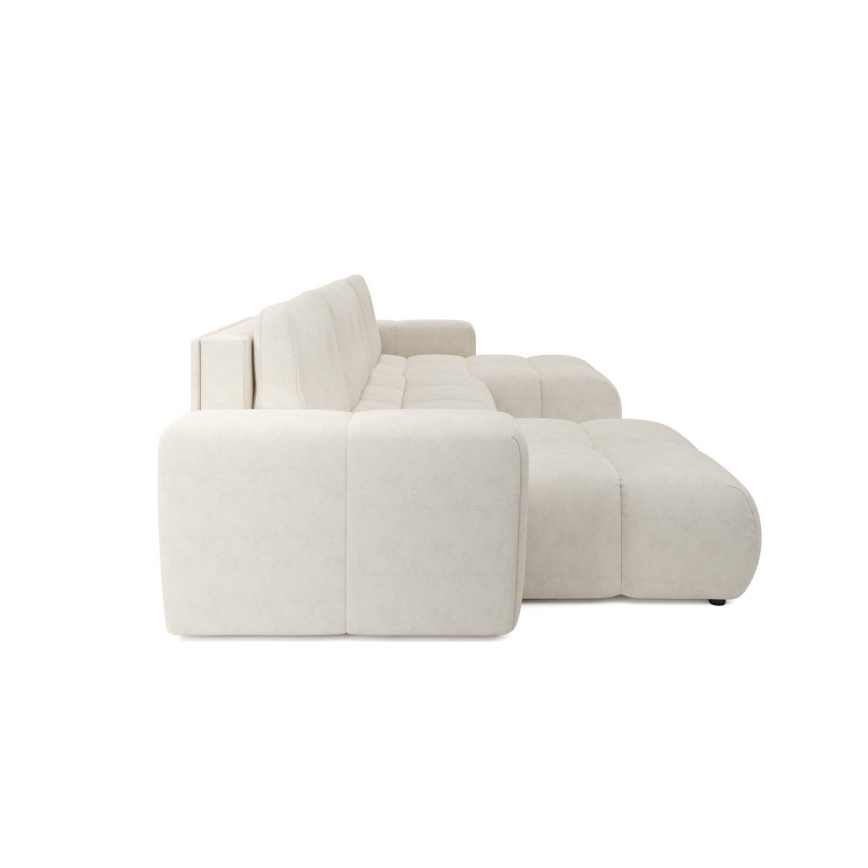 Sofá cama tapizado en U con arcón de almacenamiento ALMADA, beige