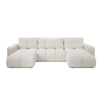 Sofá cama tapizado en U con arcón de almacenamiento ALMADA, beige
