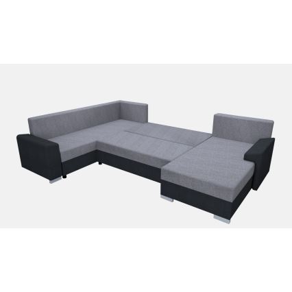 Sofá cama tapizado en U OXFORD, versátil y convertible, negro/gris