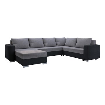 Sofá cama tapizado en U YORK, reversible, gris/negro