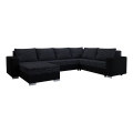 Sofá cama tapizado en U YORK reversible negro/antracita