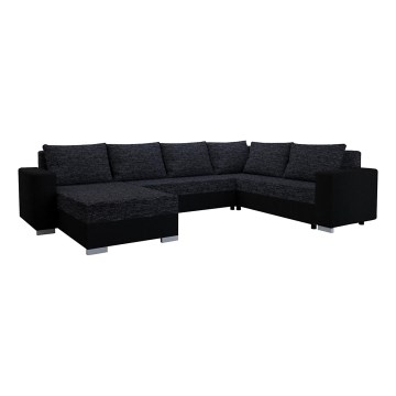 Sofá cama tapizado en U YORK reversible negro/antracita