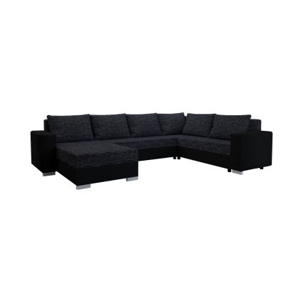 Sofá cama tapizado en U YORK reversible negro/antracita