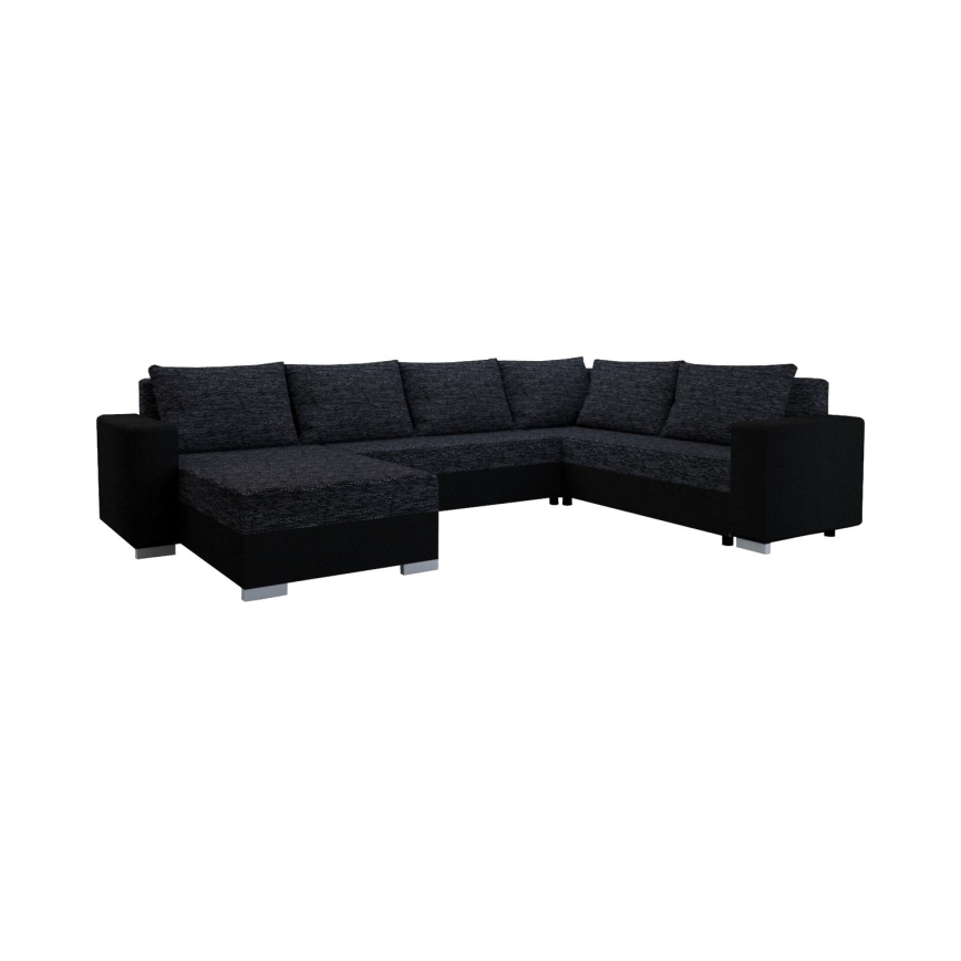 Sofá cama tapizado en U YORK reversible negro/antracita