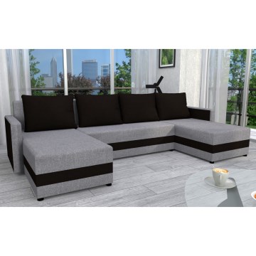 Sofá cama tapizado universal en forma de U BRISTOL gris/negro
