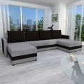 Sofá cama universal tapizado en forma de U BRISTOL gris/negro