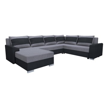 Sofá cama universal tapizado en forma de U OXFORD negro/gris