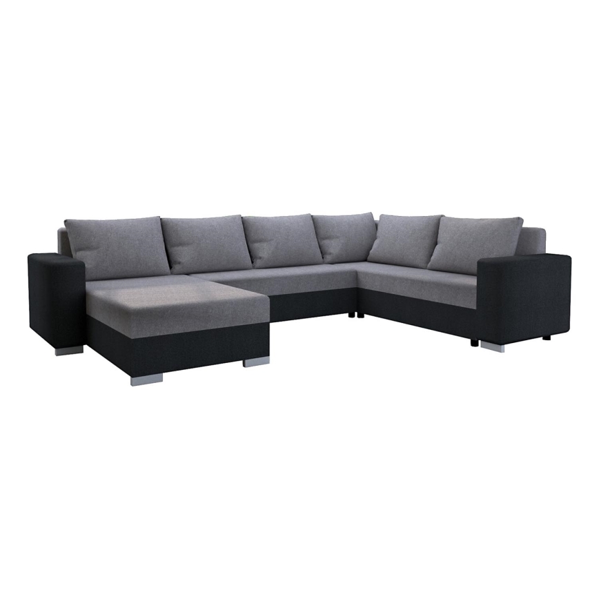 Sofá cama universal tapizado en forma de U YORK gris/negro