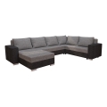 Sofá cama universal tapizado en forma de U YORK marrón/beige