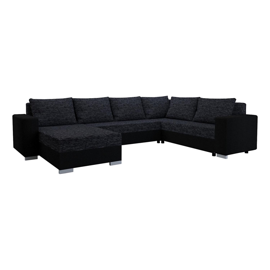 Sofá cama universal tapizado en forma de U YORK negro/antracita