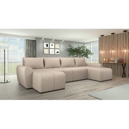 Sofá cama universal tapizado en forma de U NEWPORT beige