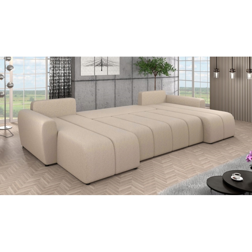 Sofá cama universal tapizado en forma de U NEWPORT beige