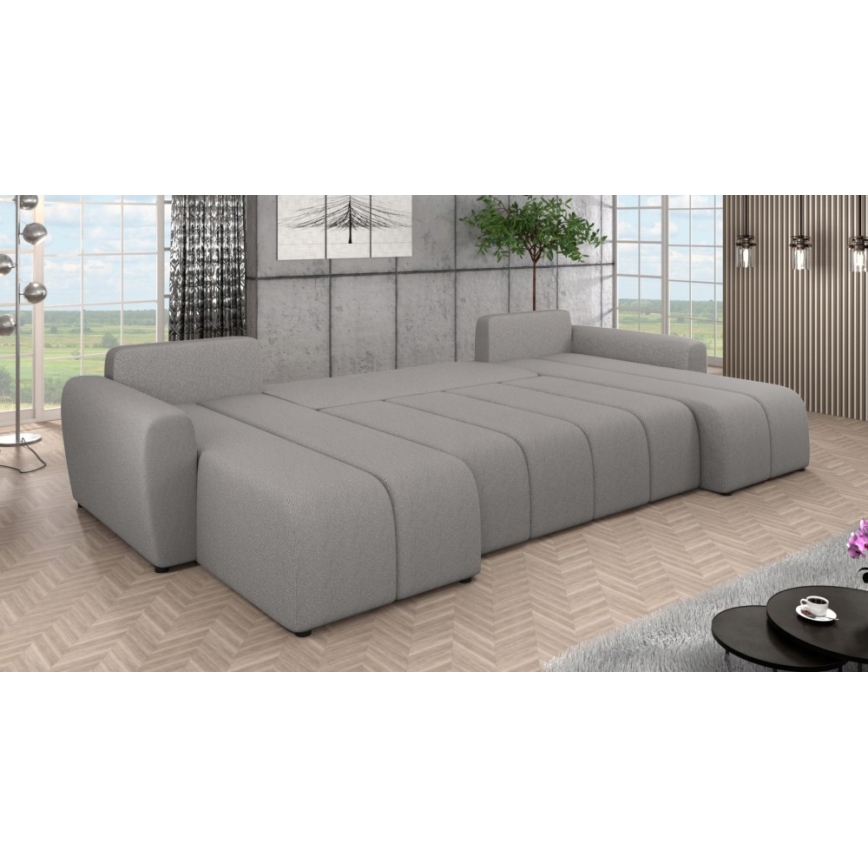 Sofá cama universal tapizado en forma de U NEWPORT gris