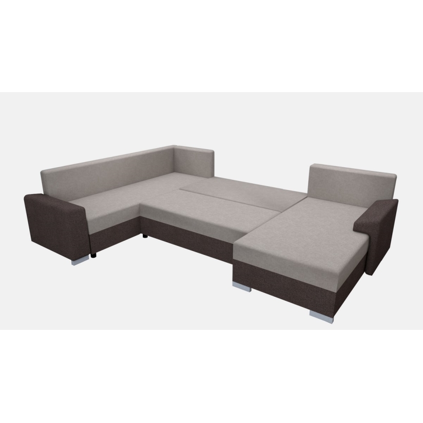 Sofá cama universal tapizado en forma de U OXFORD marrón/taupe