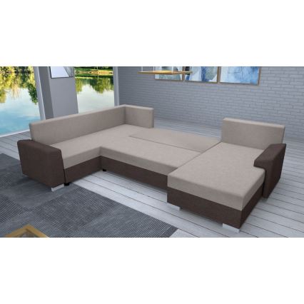 Sofá cama universal tapizado en forma de U OXFORD marrón/taupe