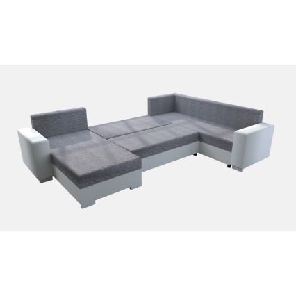 Sofá cama universal tapizado en forma de U YORK blanco/gris