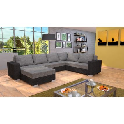 Sofá cama universal tapizado en forma de U YORK marrón/beige