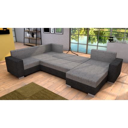 Sofá cama universal tapizado en forma de U YORK marrón/beige