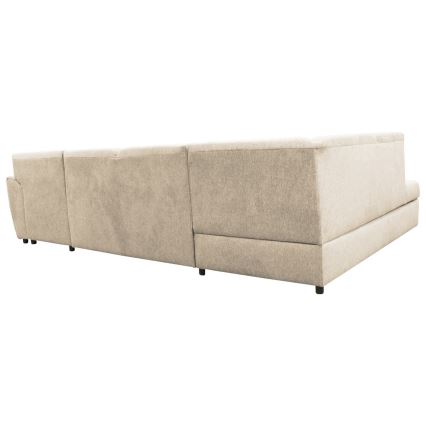 Sofá esquinero extensible en forma de U SERPA con almacenamiento, lado izquierdo, color beige