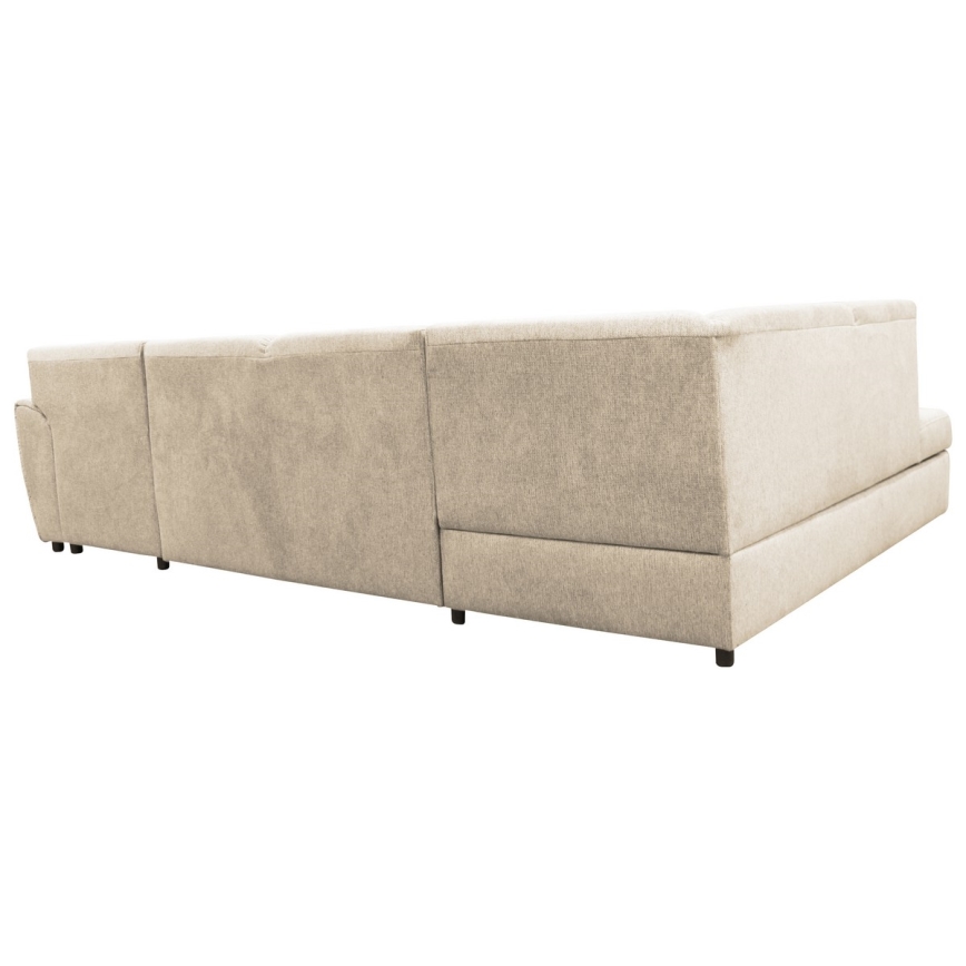 Sofá esquinero extensible en forma de U SERPA con almacenamiento, lado izquierdo, color beige