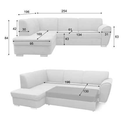 Sofá esquinero extensible en forma de U SERPA con almacenamiento, lado izquierdo, color beige
