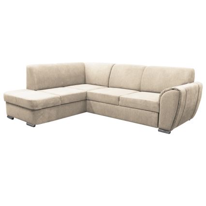 Sofá esquinero abatible en forma de L SERPA con almacenamiento, lado izquierdo, color beige