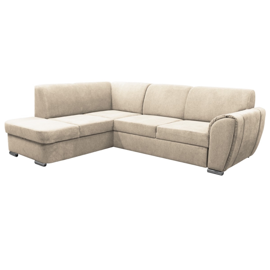 Sofá esquinero abatible en forma de L SERPA con almacenamiento, lado izquierdo, color beige