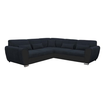 Sofá esquinero abatible en forma de L con espacio de almacenamiento VISEU, lado derecho, antracita/negro