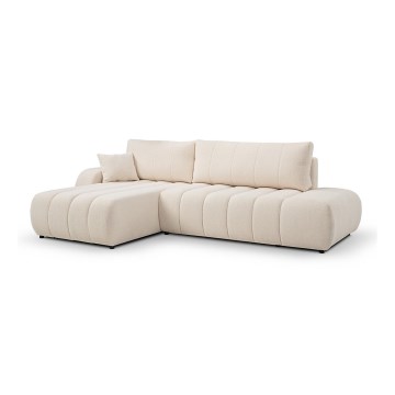Sofá esquinero abatible en forma de L DESIO con almacenamiento, lado izquierdo, color beige