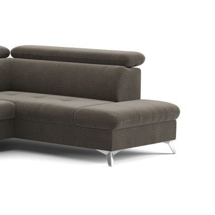 Sofá esquinero extensible en forma de U CATANIA con almacenamiento, lado derecho, color marrón