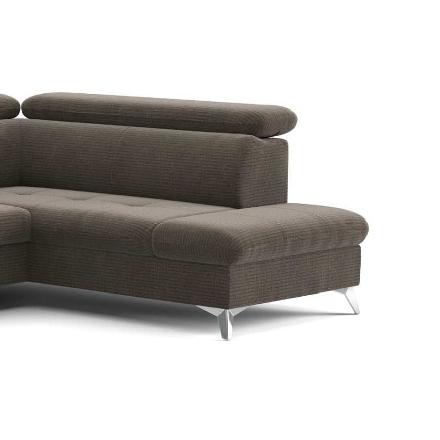 Sofá esquinero extensible en forma de U CATANIA con almacenamiento, lado derecho, color marrón