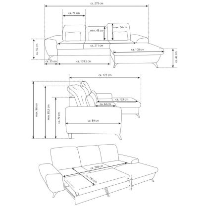 Sofá cama esquinero tapizado ALTA en L con arcón, orientación derecha, beige