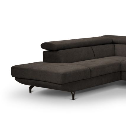 Sofá esquinero extensible en L BRESCIA con almacenamiento, lado izquierdo, color marrón