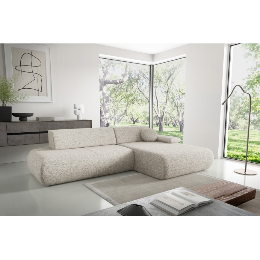 Sofá esquinero cama con almacenamiento en forma de L PRATO derecha beige