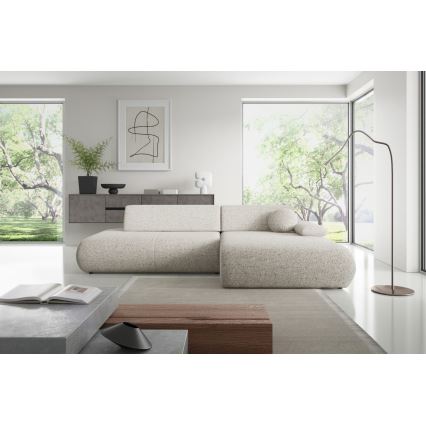Sofá esquinero cama con almacenamiento en forma de L PRATO derecha beige