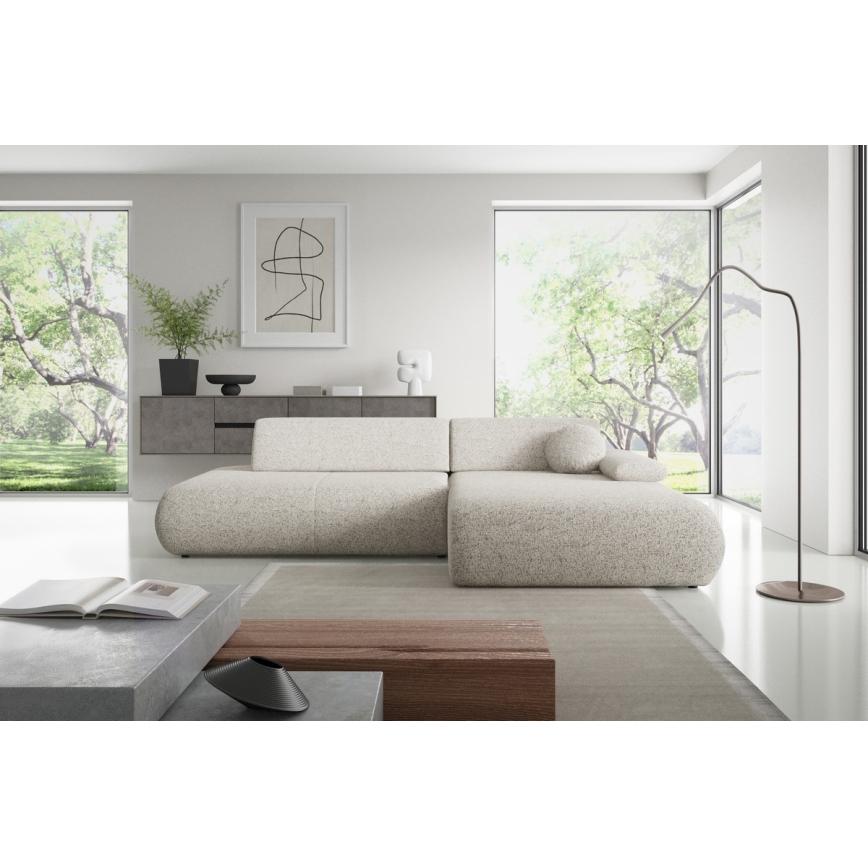 Sofá esquinero cama con almacenamiento en forma de L PRATO derecha beige