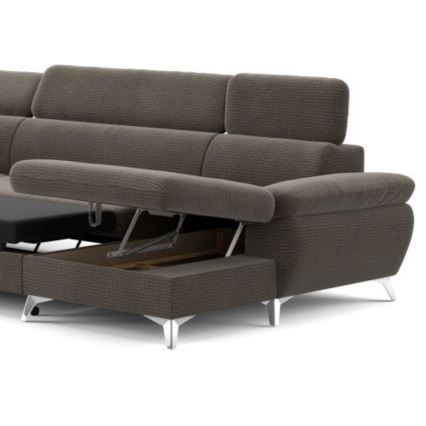 Sofá esquinero extensible en forma de U CATANIA con almacenamiento, lado izquierdo, color marrón