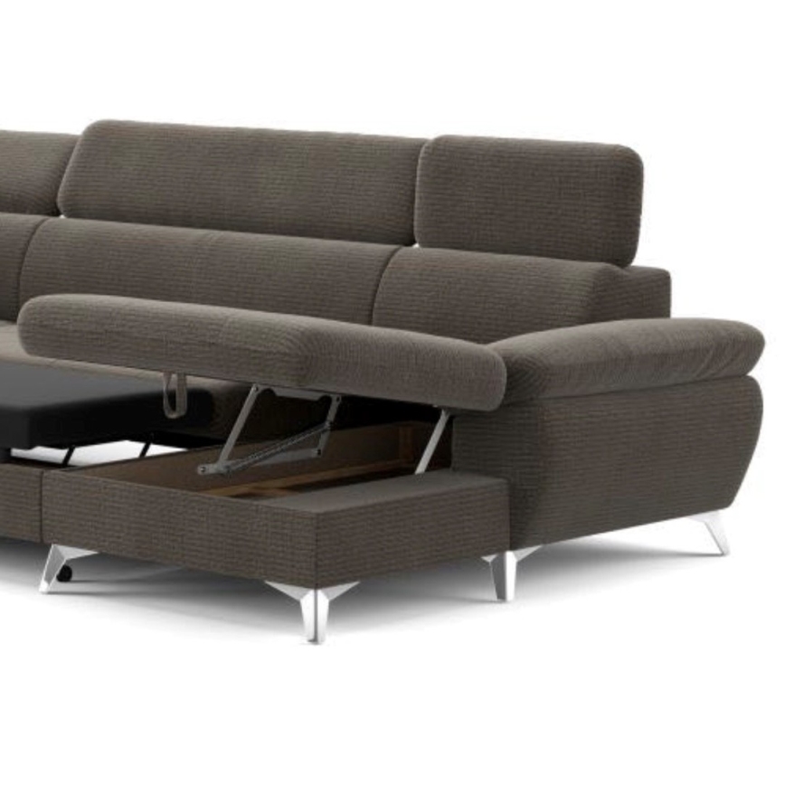 Sofá esquinero extensible en forma de U CATANIA con almacenamiento, lado izquierdo, color marrón