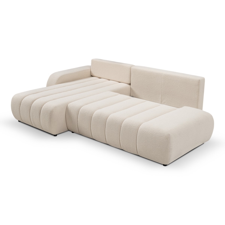 Sofá esquinero abatible en forma de L DESIO con almacenamiento, lado izquierdo, color beige