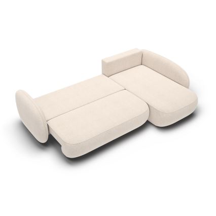 Sofá esquinero cama con almacenamiento en forma de L OLBIA derecha beige