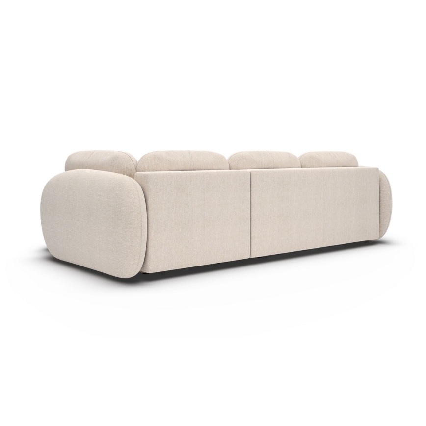 Sofá esquinero cama con almacenamiento en forma de L OLBIA derecha beige