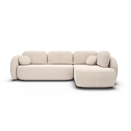 Sofá esquinero cama con almacenamiento en forma de L OLBIA derecha beige