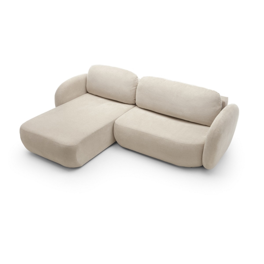 Sofá esquinero cama con almacenamiento en forma de L OLBIA izquierda beige