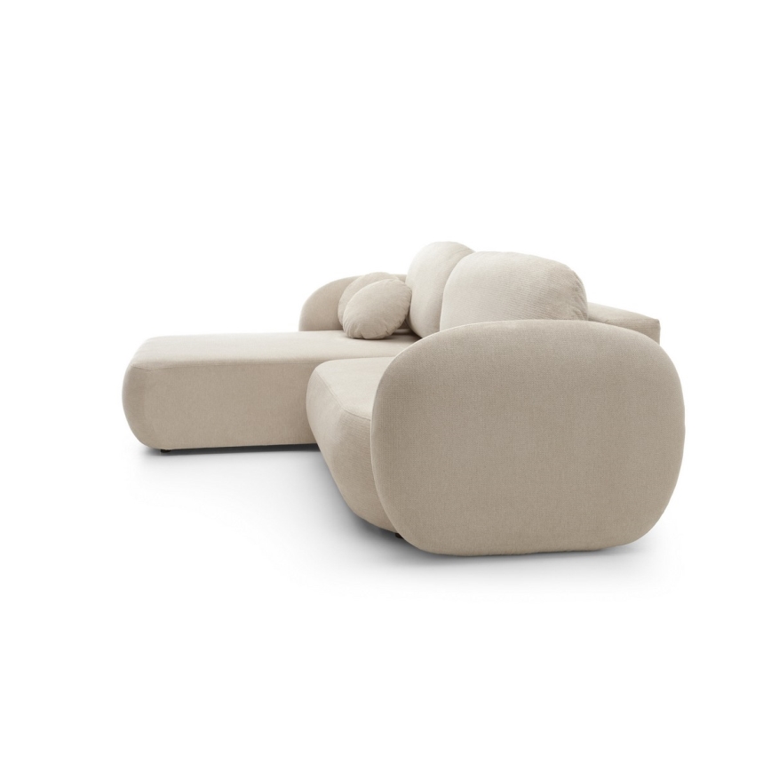 Sofá esquinero cama con almacenamiento en forma de L OLBIA izquierda beige