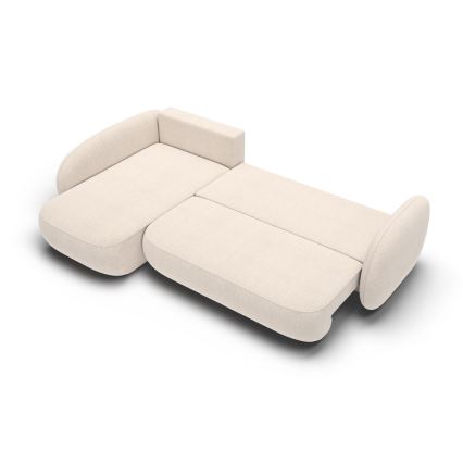 Sofá esquinero cama con almacenamiento en forma de L OLBIA izquierda beige