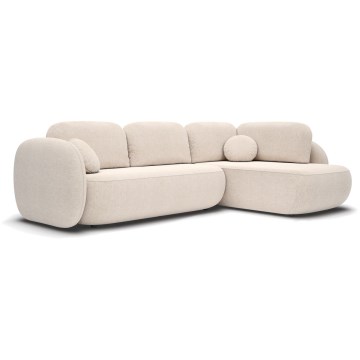 Sofá esquinero cama con almacenamiento en forma de L OLBIA derecha beige