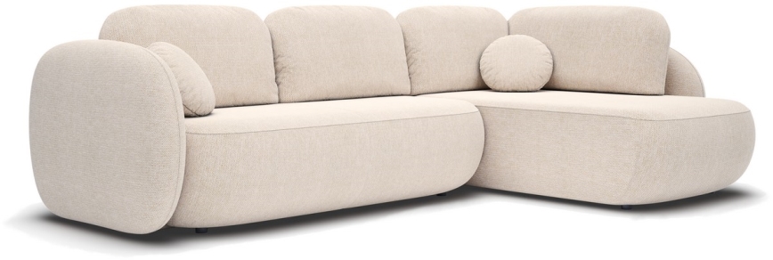 Sofá esquinero cama con almacenamiento en forma de L OLBIA derecha beige