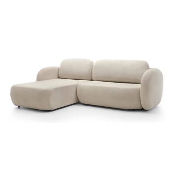 Sofá esquinero cama con almacenamiento en forma de L OLBIA izquierda beige
