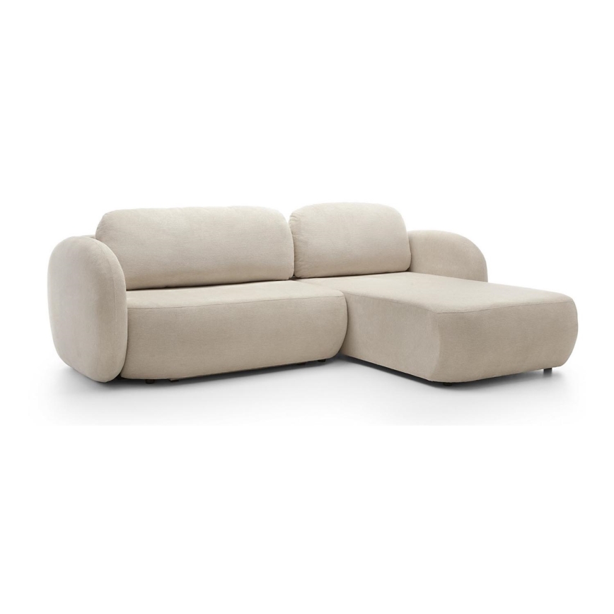 Sofá esquinero cama con almacenamiento OLBIA derecha beige